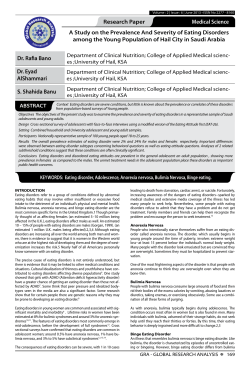 A Study on the Prevalence And Severity of Eating Disorders among