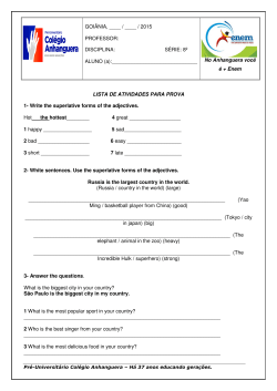 LISTA DE ATIVIDADES PARA PROVA 1- Write the superlative forms