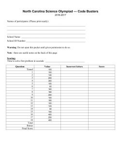 Practice Test 2 - North Carolina Science Olympiad