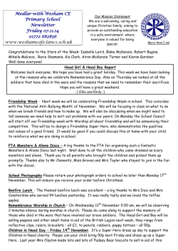 Medlar-with-Wesham CE Primary School Newsletter Friday 07.11.14