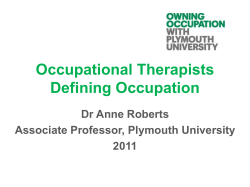 Occupational Therapists Defining Occupation