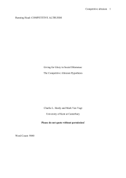 The Competitive Altruism Hypothes