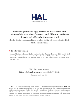 Maternally derived egg hormones, antibodies and antimicrobial