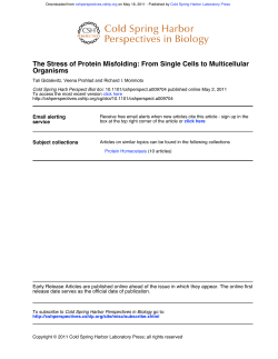Organisms The Stress of Protein Misfolding: From Single Cells to