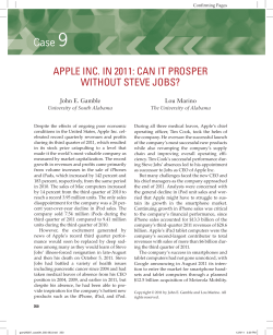 Case 9 APPLE INC. IN 2011: CAN IT PROSPER WITHOUT STEVE