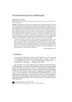The Informational Turn in Philosophy1