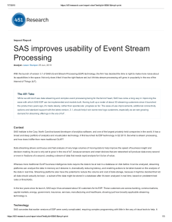 SAS improves usability of Event Stream Processing