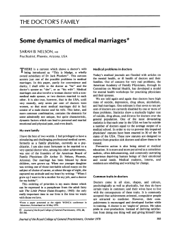 Some dynamicsof medical marriages