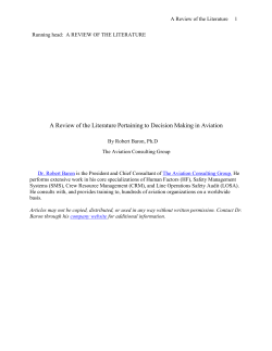 A Review of the Literature Pertaining to Decision Making in Aviation