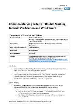 Common Marking Criteria &ndash; Double Marking, Internal Verification