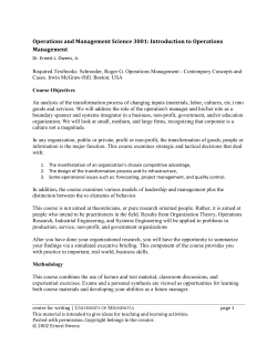 Introduction to Operations Management