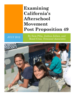 Examining California`s Afterschool Movement Post Proposition 49