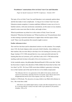 1 Practitioners` constructions of love in Early Years Care and