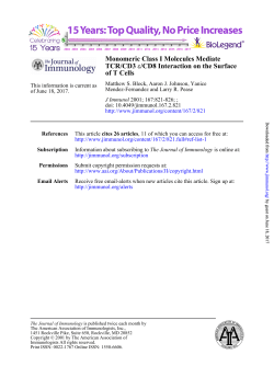 Monomeric Class I Molecules Mediate TCR/CD3 /CD8 Interaction on