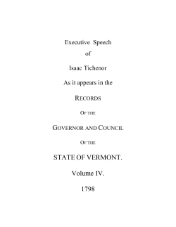 Executive Speech - Isaac Tichenor 1798