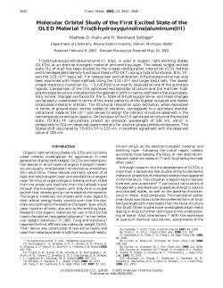 Molecular Orbital Study of the First Excited State of the OLED