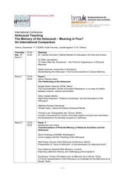 Holocaust Teaching The Memory of the Holocaust &ndash; Meaning in Flux