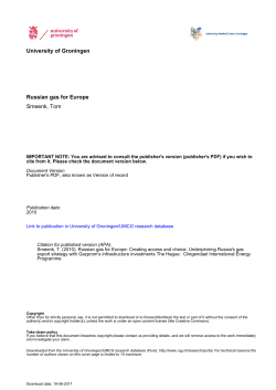 University of Groningen Russian gas for Europe Smeenk, Tom