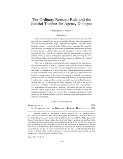 The Ordinary Remand Rule and the Judicial Toolbox for Agency