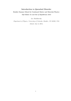 Introduction to Quenched Disorder - Boulder School for Condensed