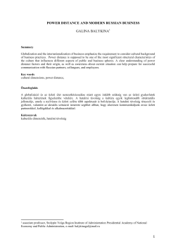 1 power distance and modern russian business galina balykina