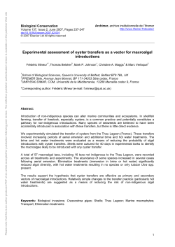 Experimental assessment of oyster transfers as a vector