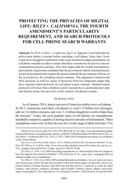 protecting the privacies of digital life: riley v. california, the fourth