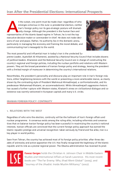 Iran After the Presidential Elections: International Prospects