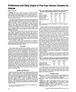 Preference and Daily Intake of Five East African Grasses by Zebras