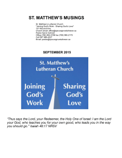 September, 2015 - St Matthew`s Lutheran Church