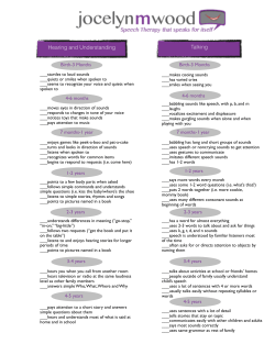 Speech and Language Milestones A handy