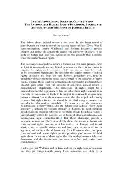 Mattias Kumm* The debate about judicial review is not over. In the