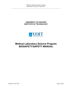Medical Laboratory Science Program BIOSAFETY/SAFETY