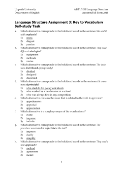 Language Structure Assignment 3: Key to