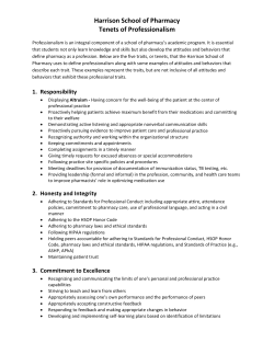 Harrison School of Pharmacy Tenets of Professionalism