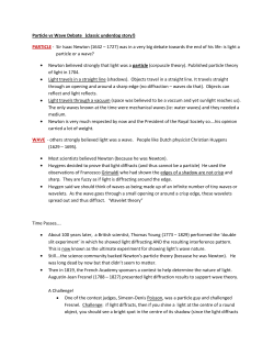 Particle vs Wave Debate - Hudecki Senior Science