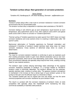 Tantalum surface alloys: Next generation of corrosion