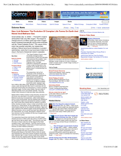 New Link Between The Evolution Of Complex Life Forms On Earth