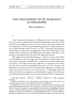 tHe PHilosoPHY oF DU MARsAis`s LE PHILOSOPHE