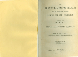 David Patterson, The provincialisms of Belfast and