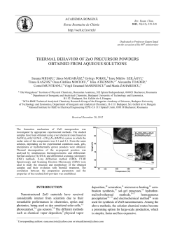 THERMAL BEHAVIOR OF ZnO PRECURSOR POWDERS