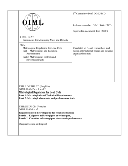 OIML R 60 Metrological Regulation for Load Cells