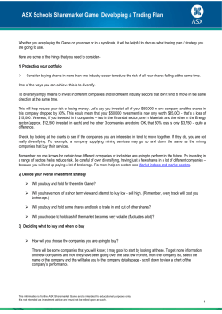 ASX Schools Sharemarket Game: Developing a Trading Plan