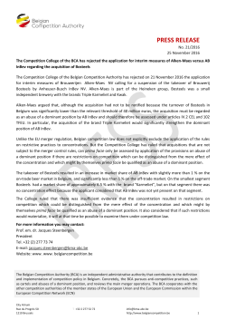 press release - Belgian Competition Authority