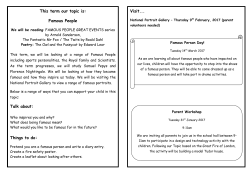 This term our topic is: Famous People Talk about: Things to do: Visit