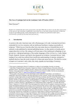 The Uses of Analogia Iuris in the Louisiana Code of Practice (1825)