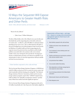 10 Ways the Sequester Will Expose Americans to Greater Health