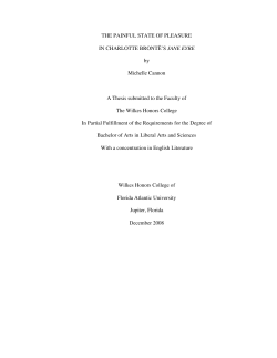 1 THE PAINFUL STATE OF PLEASURE IN CHARLOTTE BRONT&Euml;`S