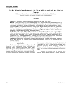 Original Article Obesity Related Complications in 100 Obese