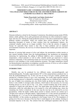 thermodynamic considerations regarding the volatilization behavior